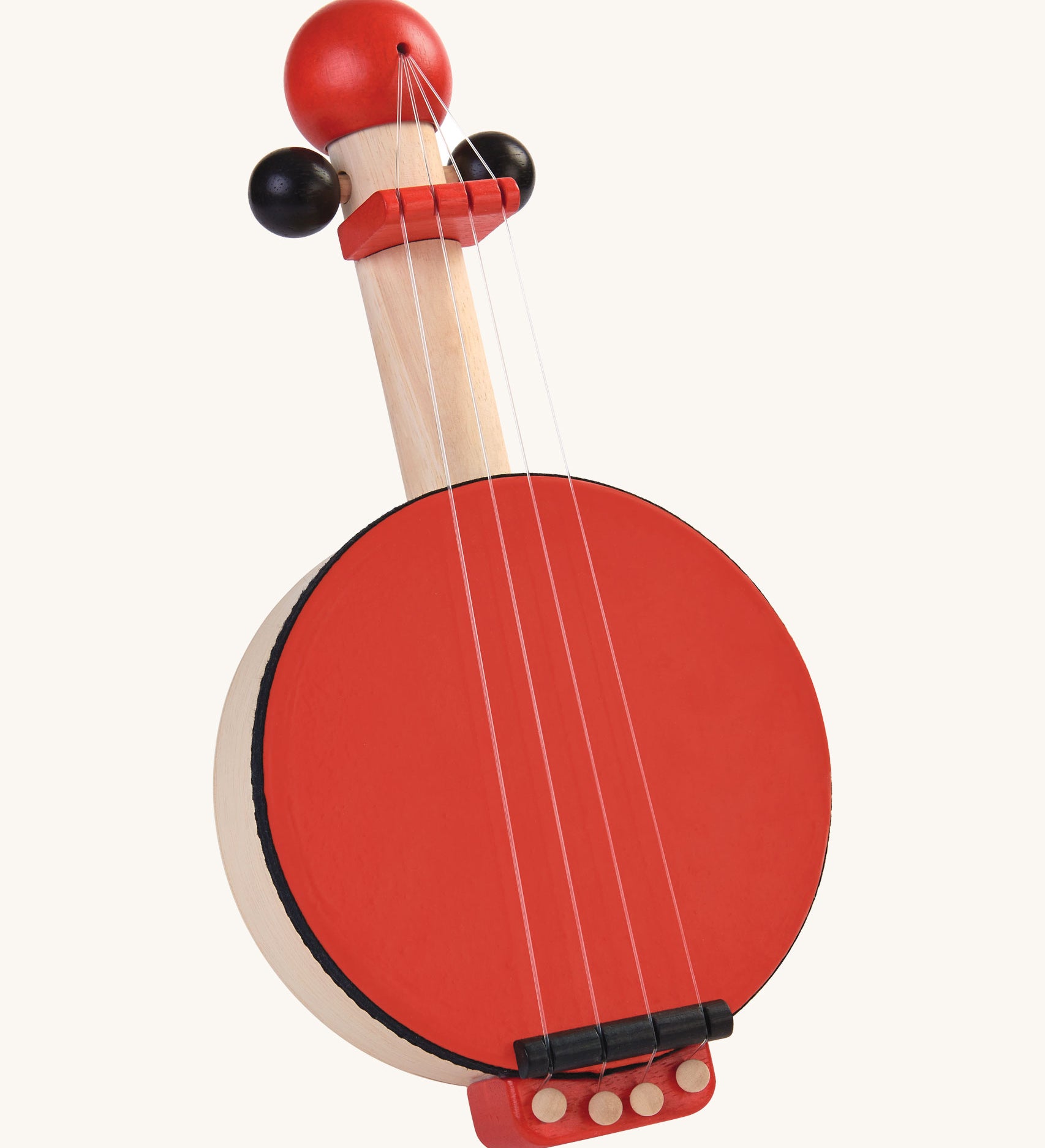 The PlanToys Wooden Toy Banjo on a plain background.