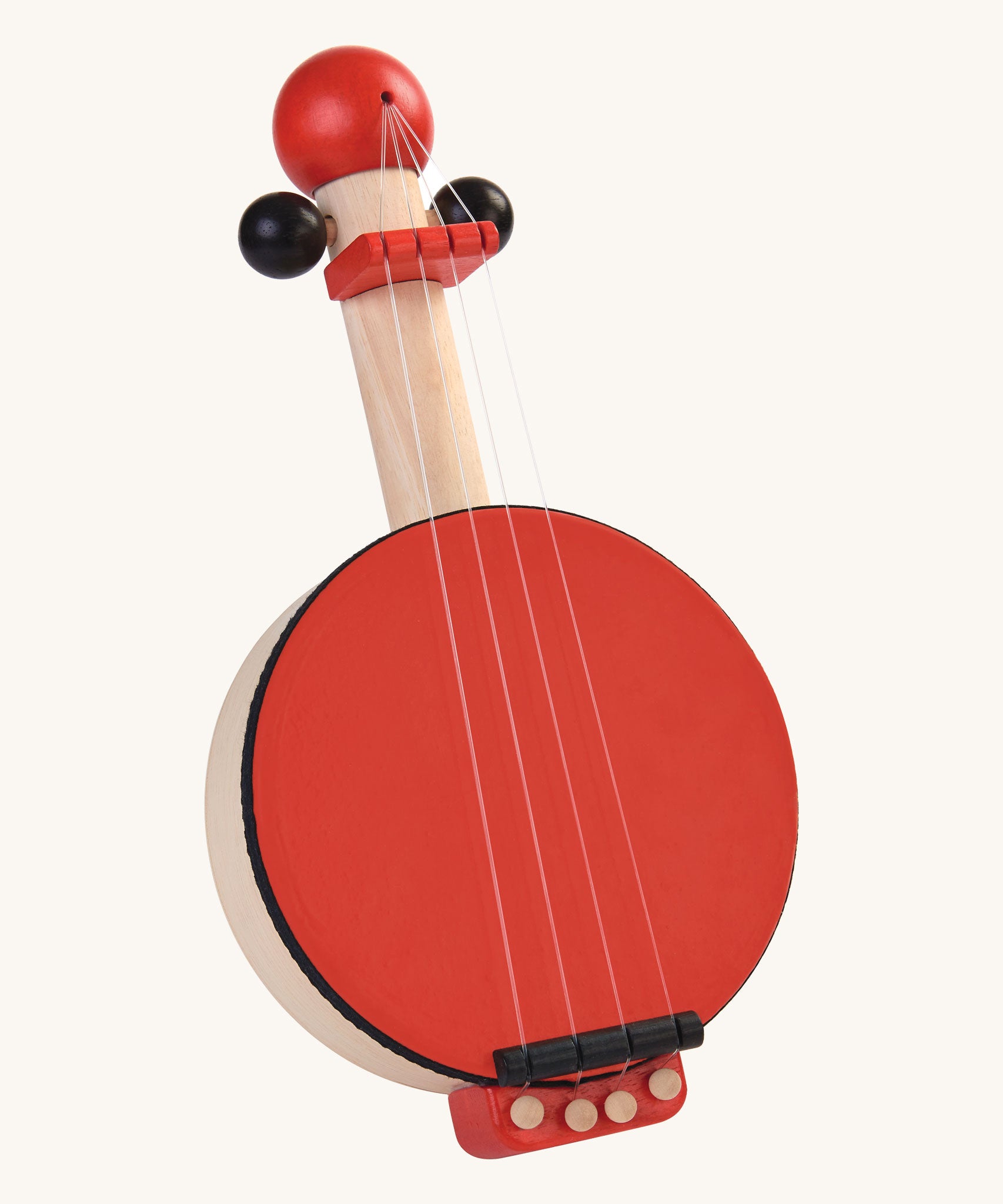 The PlanToys Wooden Toy Banjo on a plain background.