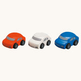 The PlanToys PlanWorld Family Cars on a plain background. 