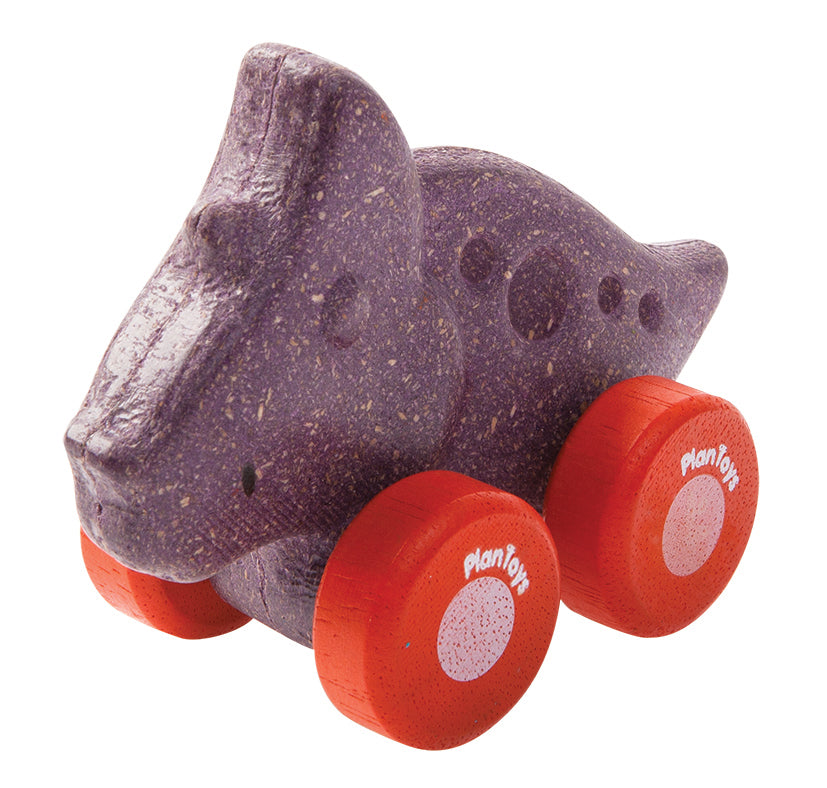 PlanToys Dino Car - Trio Triceratops on a white background