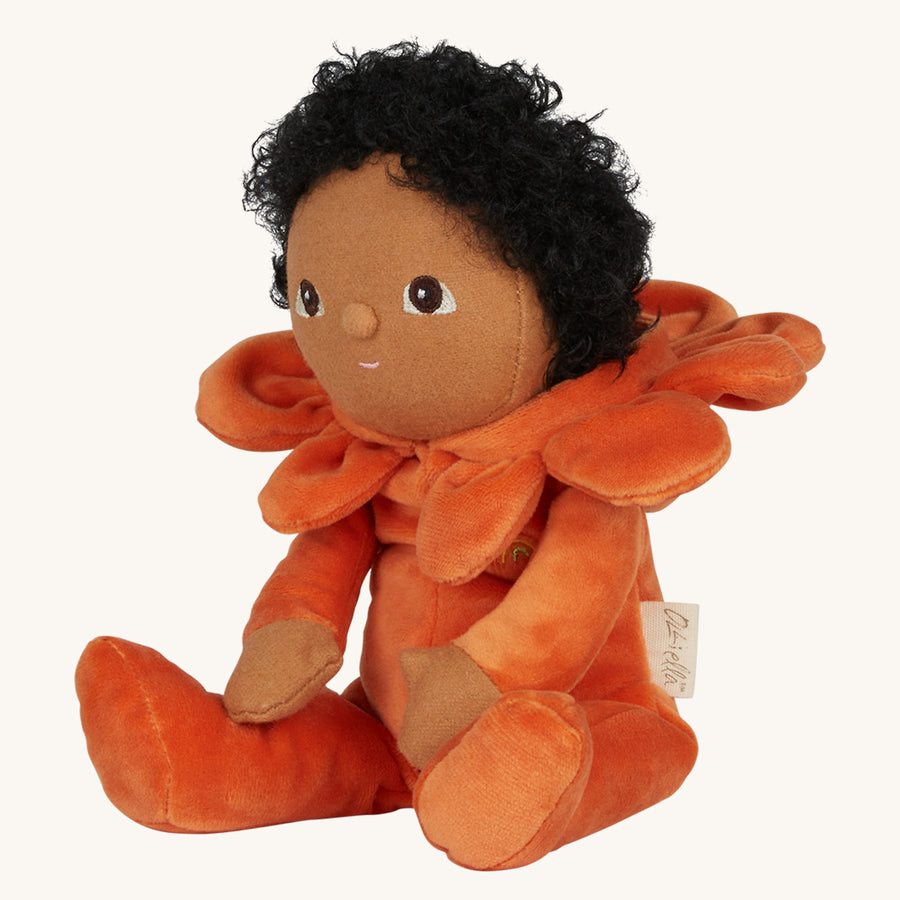 Olli Ella Dinkum Doll Blossom Buds - Poppy with orange clothes and flower petal hood