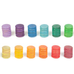 Grapat Loose Parts Rainbow Coins 12 Colours Supplementary Set, 72 piece set stacked in 12 colours