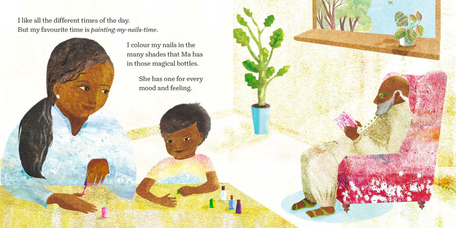 Pages of the Rainbow Hands childrens book by Mamta Nainy and Jo Loring-Fisher from Lantana Publishing