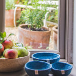 ReSpiin Jute Mini Bowl Set in the denim blue colourway