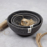 ReSpiin Jute Mini Bowl Set in the grey colourway