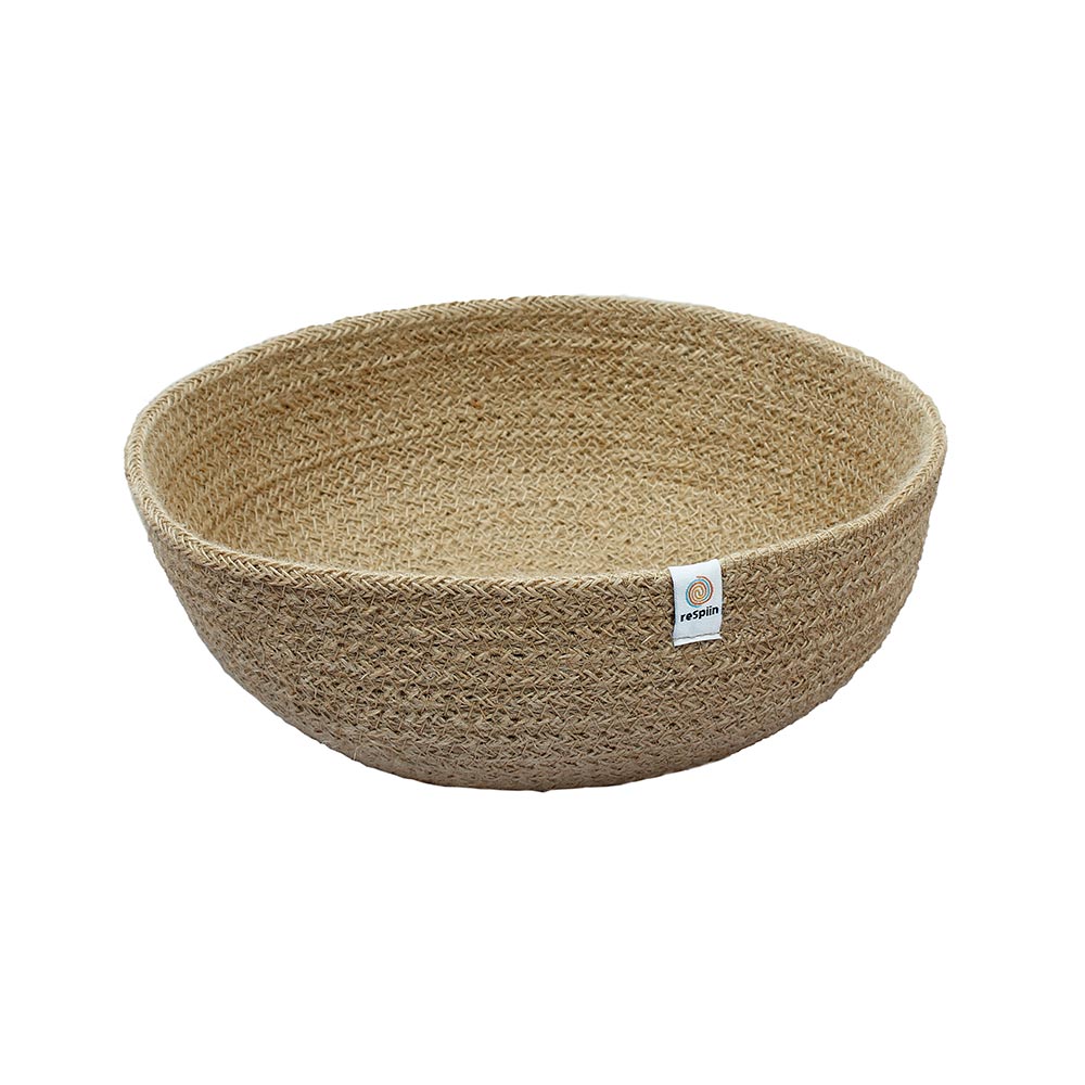 ReSpiin Jute Natural Medium & large woven Bowls from above