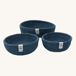 ReSpiin Jute Mini Bowl Set in the denim blue colourway