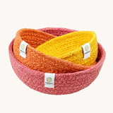 ReSpiin Jute Multicoloured Mini Bowl Set of 3 in the fire colourway