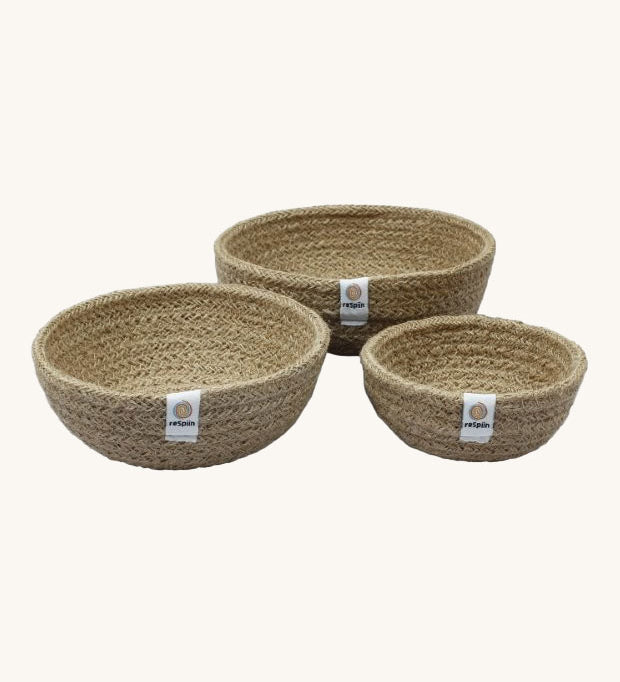 ReSpiin Jute Mini Bowl Set in the natural colour