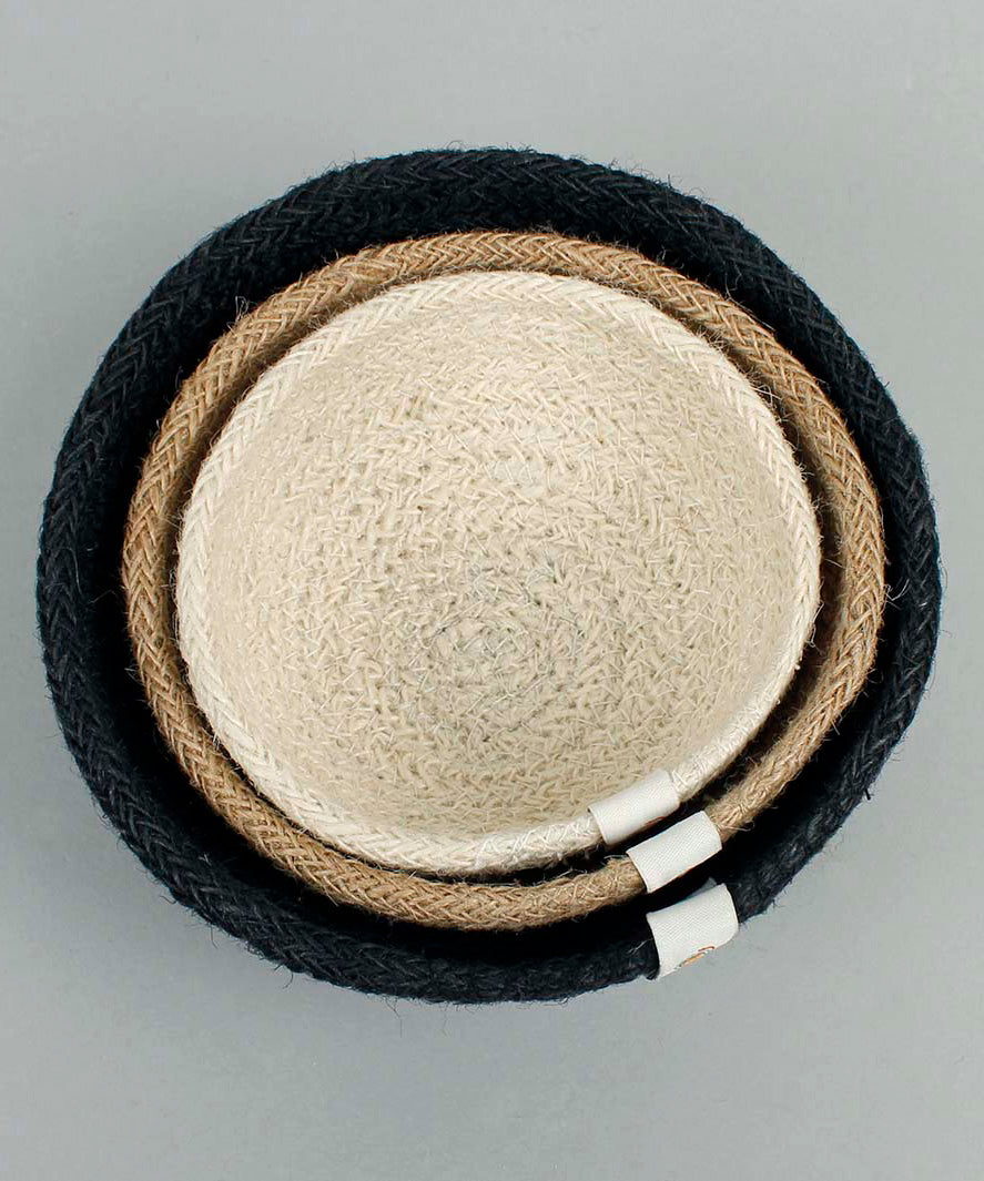 Respiin set of 3 natural mini bowls in natural, cream and black colour