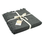 ReSpiin Dark Grey Wool Throw With Fringe