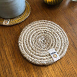 ReSpiin Spiral Jute Naturel / Dessous de Verre Blanc