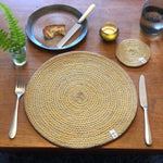 Set de table ReSpiin en jute spiralé naturel/jaune