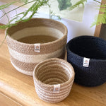 Respiin natural tall baskets in stripe and black colour design