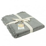 ReSpiin Light Grey Plain Wool Throw With Fringe