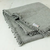 ReSpiin Light Grey Plain Wool Throw With Fringe