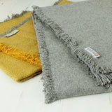 ReSpiin Light Grey Plain Wool Throw With Fringe