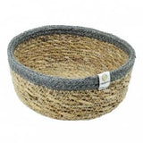 ReSpiin Grey Small Shallow Seagrass & Jute Basket