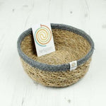 ReSpiin Grey Small Shallow Seagrass & Jute Basket