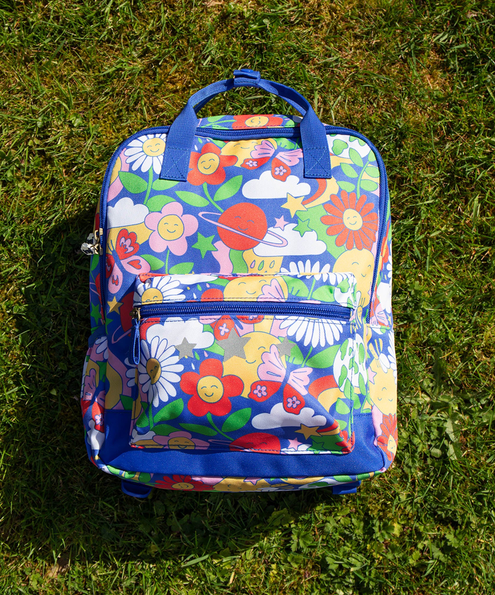 The back of the Frugi Explorers Backpack - Retro Happy