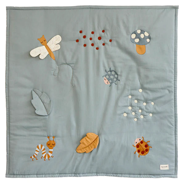 Roommate Baby Bugs Activity Blanket in a Sea Grey colour pictured on a plain backround