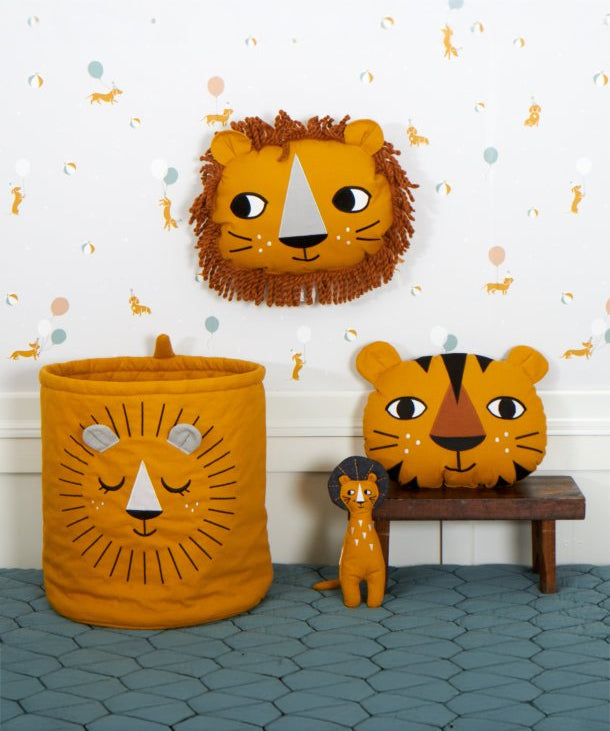 A collection of Roommate tiger items in a playroom