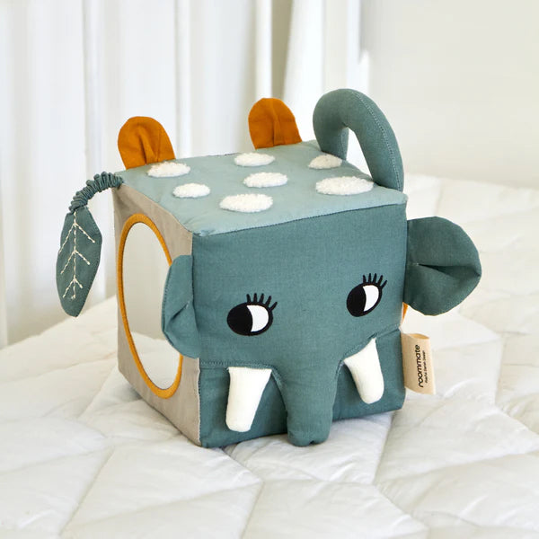 Roommate Jungle Activity Cube showing the elephant and mirror sides