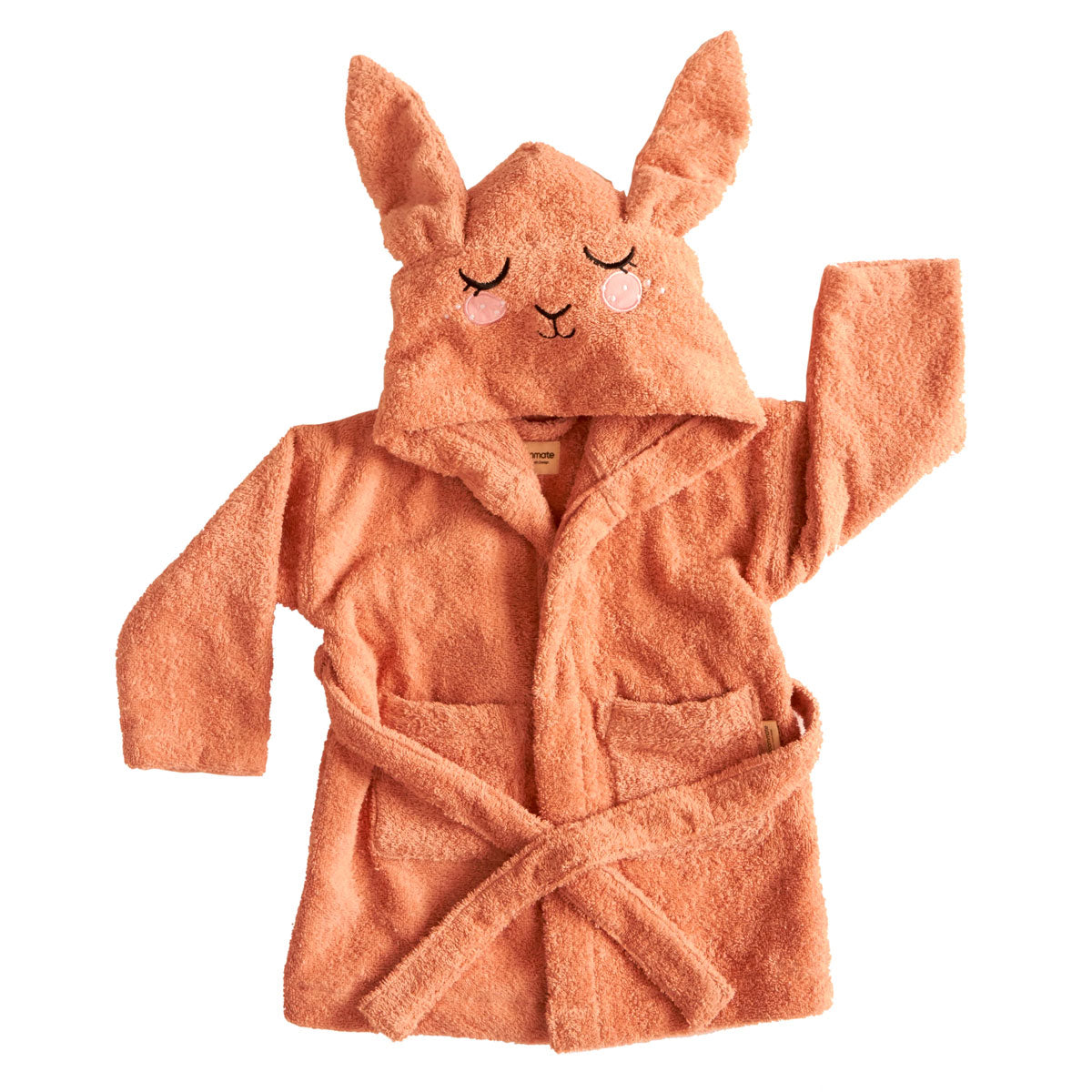 Roommate organic cotton kids bathrobe in the bunny design on a white background