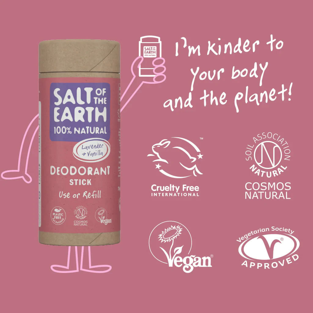 Salt of the Earth Lavender & Vanilla Deodorant Stick cruelty free infographic