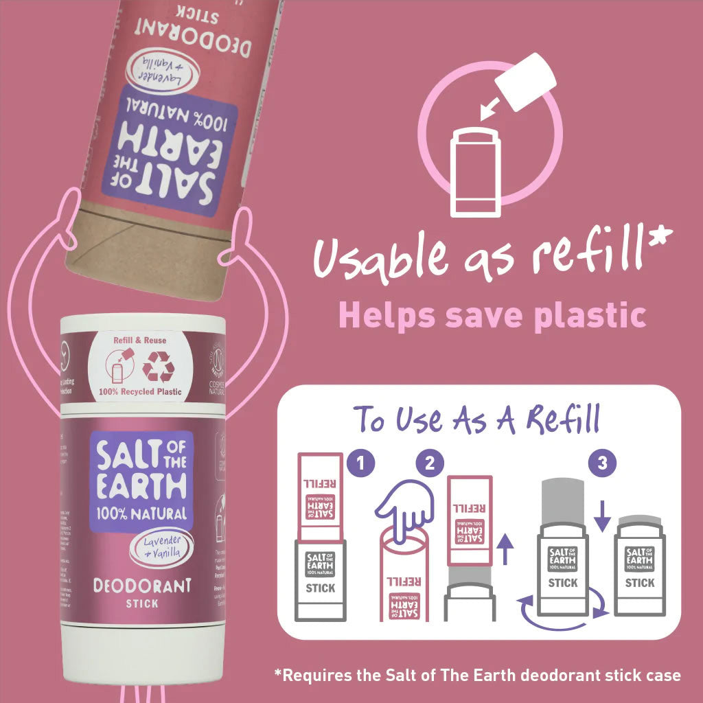 Salt of the Earth Lavender & Vanilla Deodorant Stick refill infographic