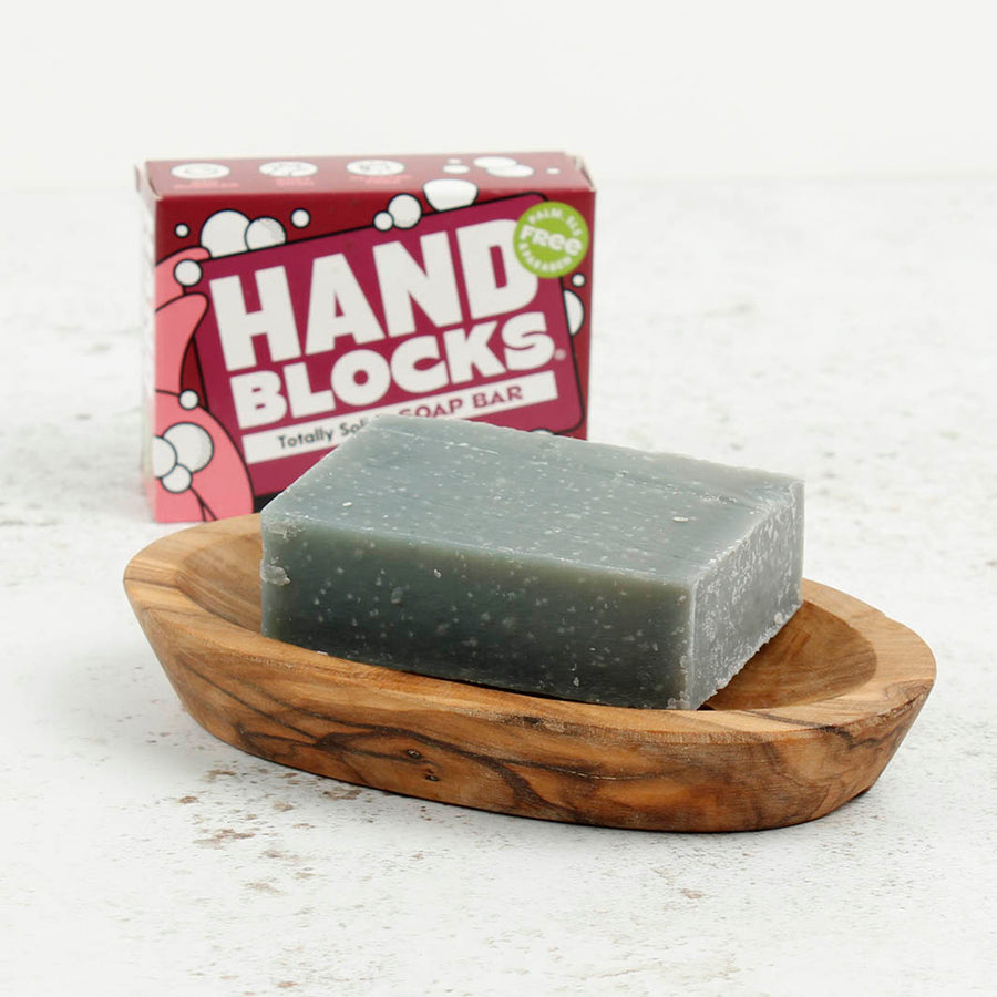 Hand Blocks Soap Bar in Black Cherry on a white background