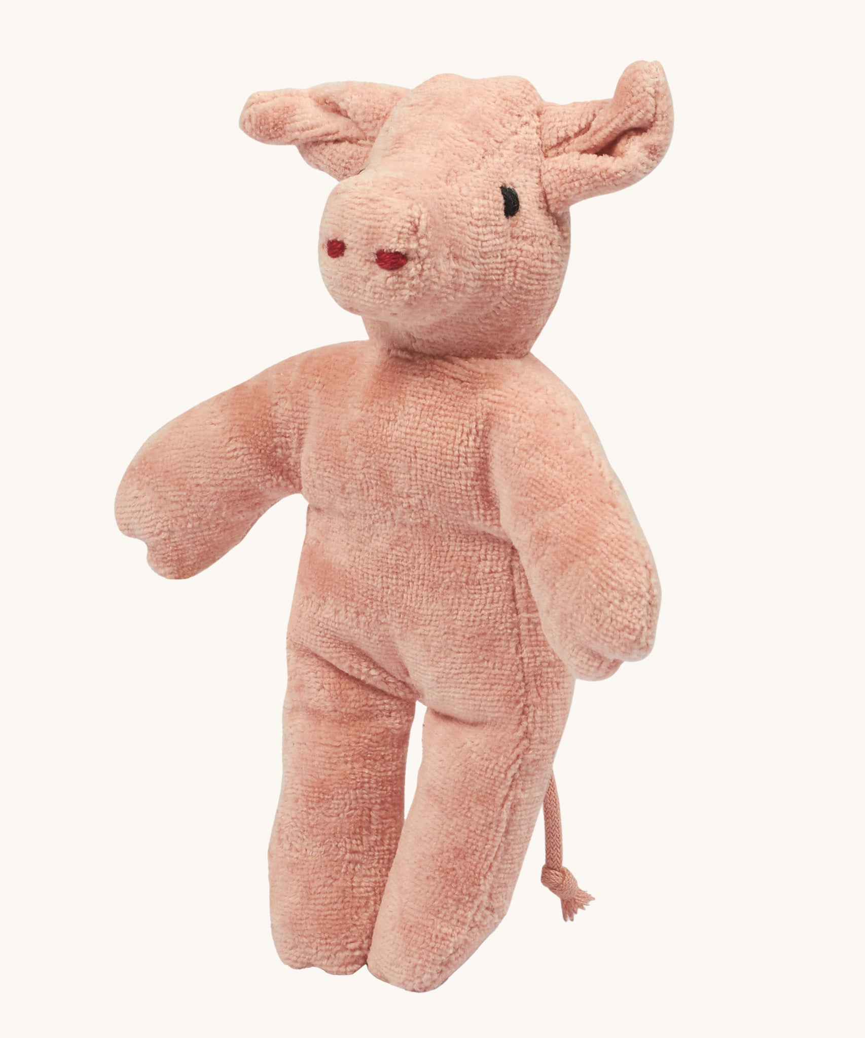 Senger baby pig stuffed animal on a plain background. 