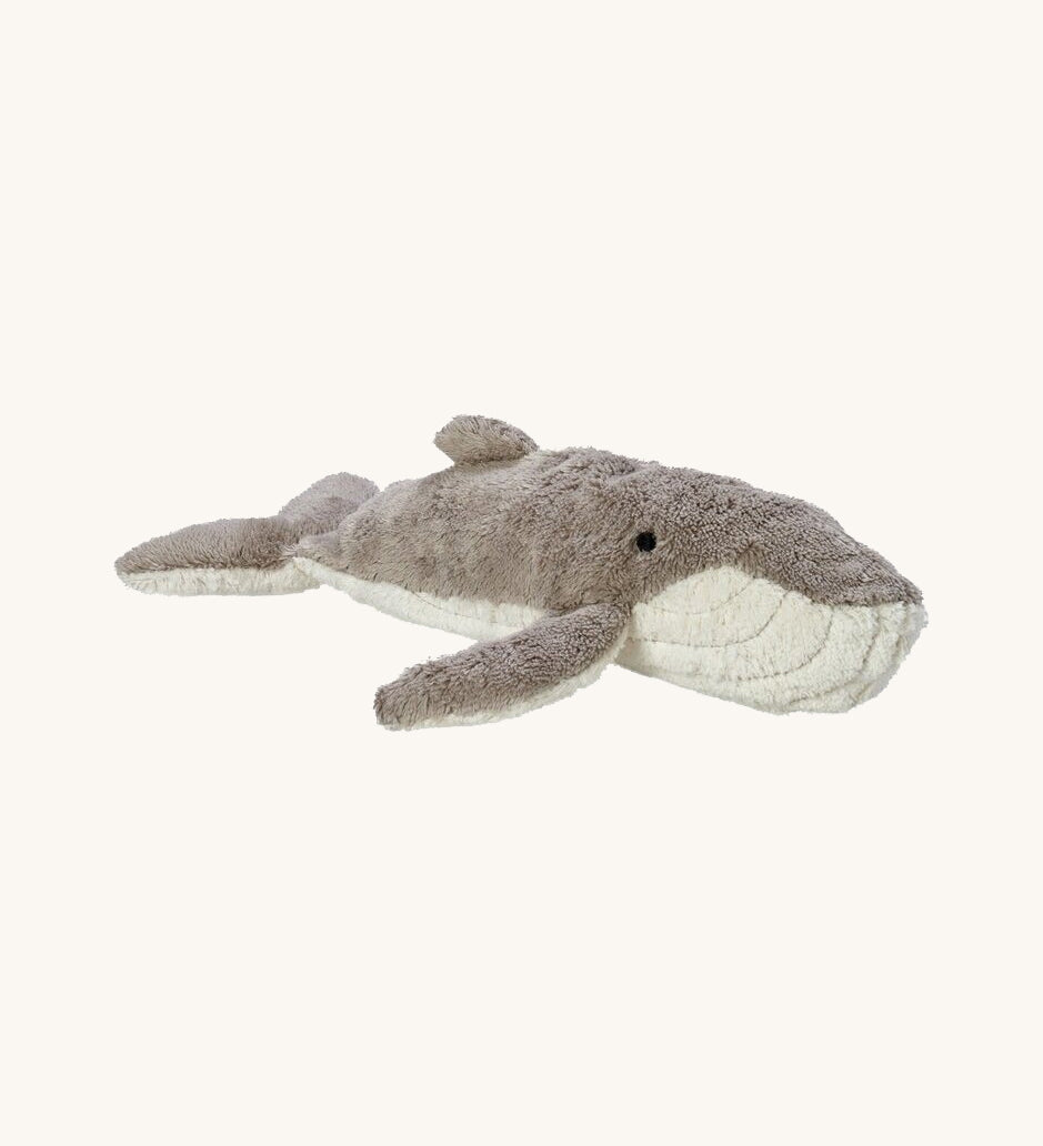 The Senger organic cotton cuddly whale stuffed animal toy. 