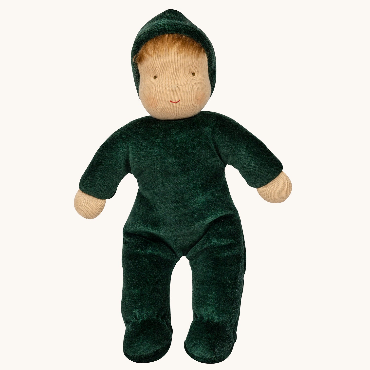 Senger Large Summer Meadow Doll. A velvety forest green natural cloth doll