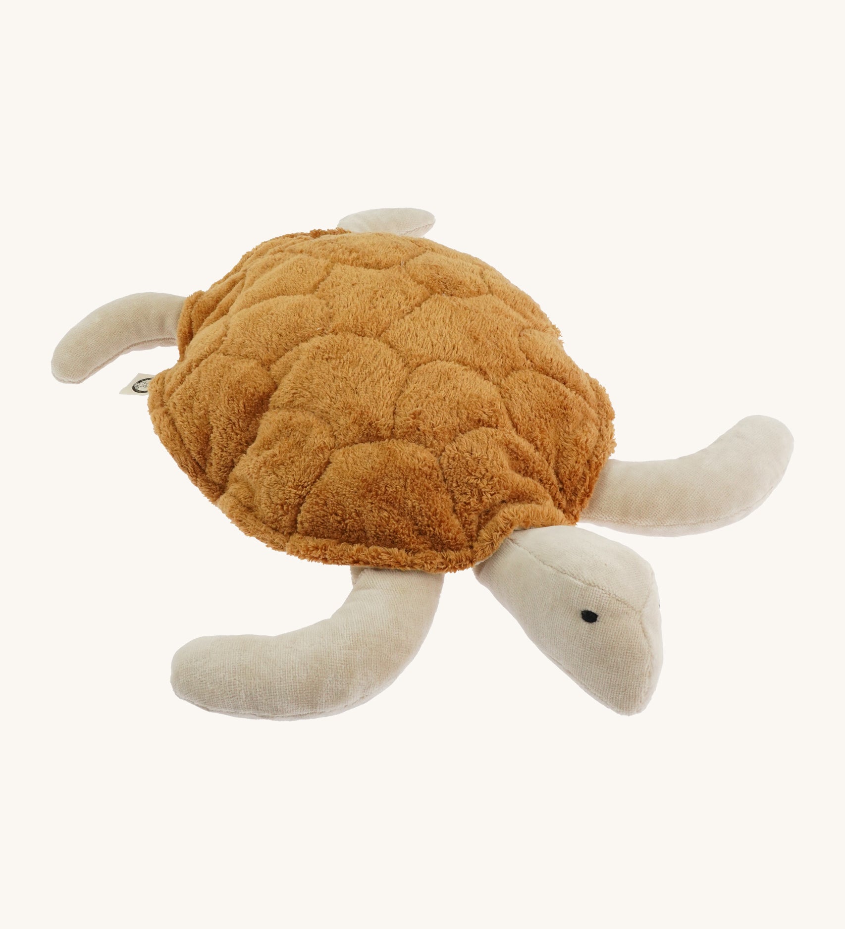 Senger Cuddly Rust Turtle - Large organic heatable soft toy on a cream background.