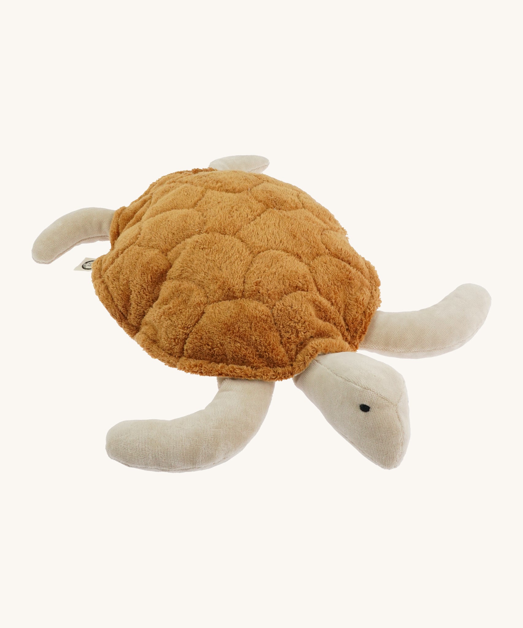 Senger Cuddly Rust Turtle - Large organic heatable soft toy on a cream background.