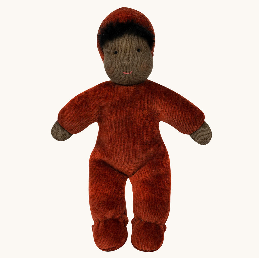 Senger Small Poppy Flower Doll. A velvety red/dark orange natural cloth doll