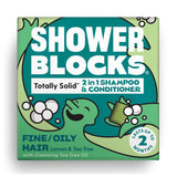 Shower Blocks 2 in 1 Shampoo & Conditioner Bar - Lemon & Tea Tree