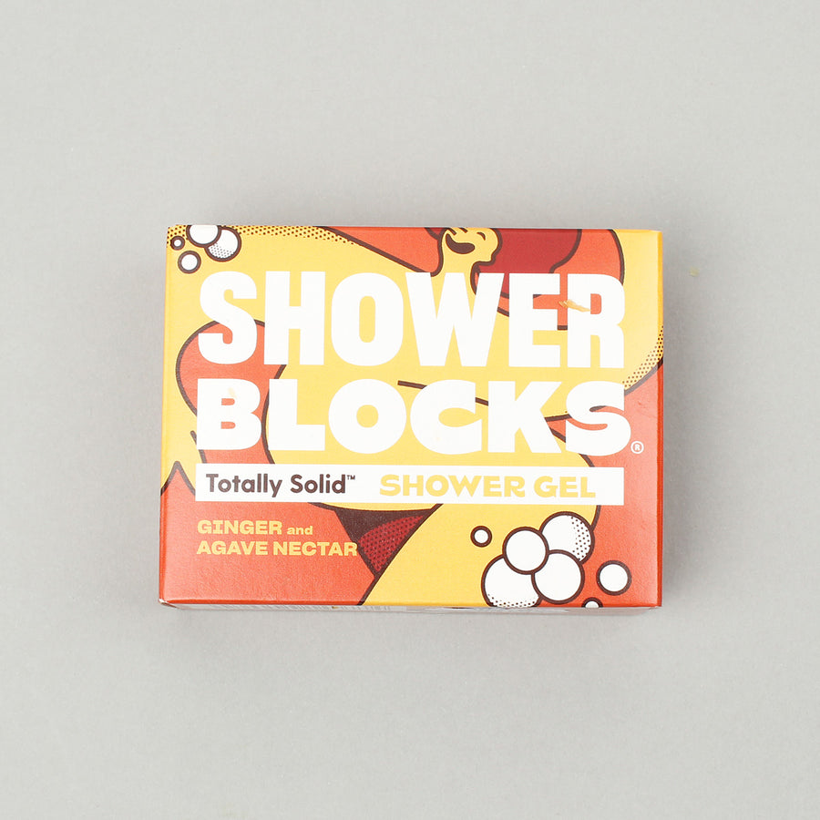 Shower Blocks Ginger & Agave Nectar Gel Bar pictured on a plain grey background