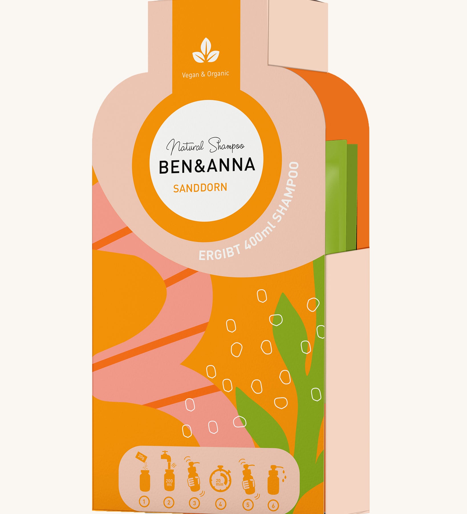 Ben & Anna Shampoo Flakes - Sea Buckthorn (Sanddorn), on a cream background