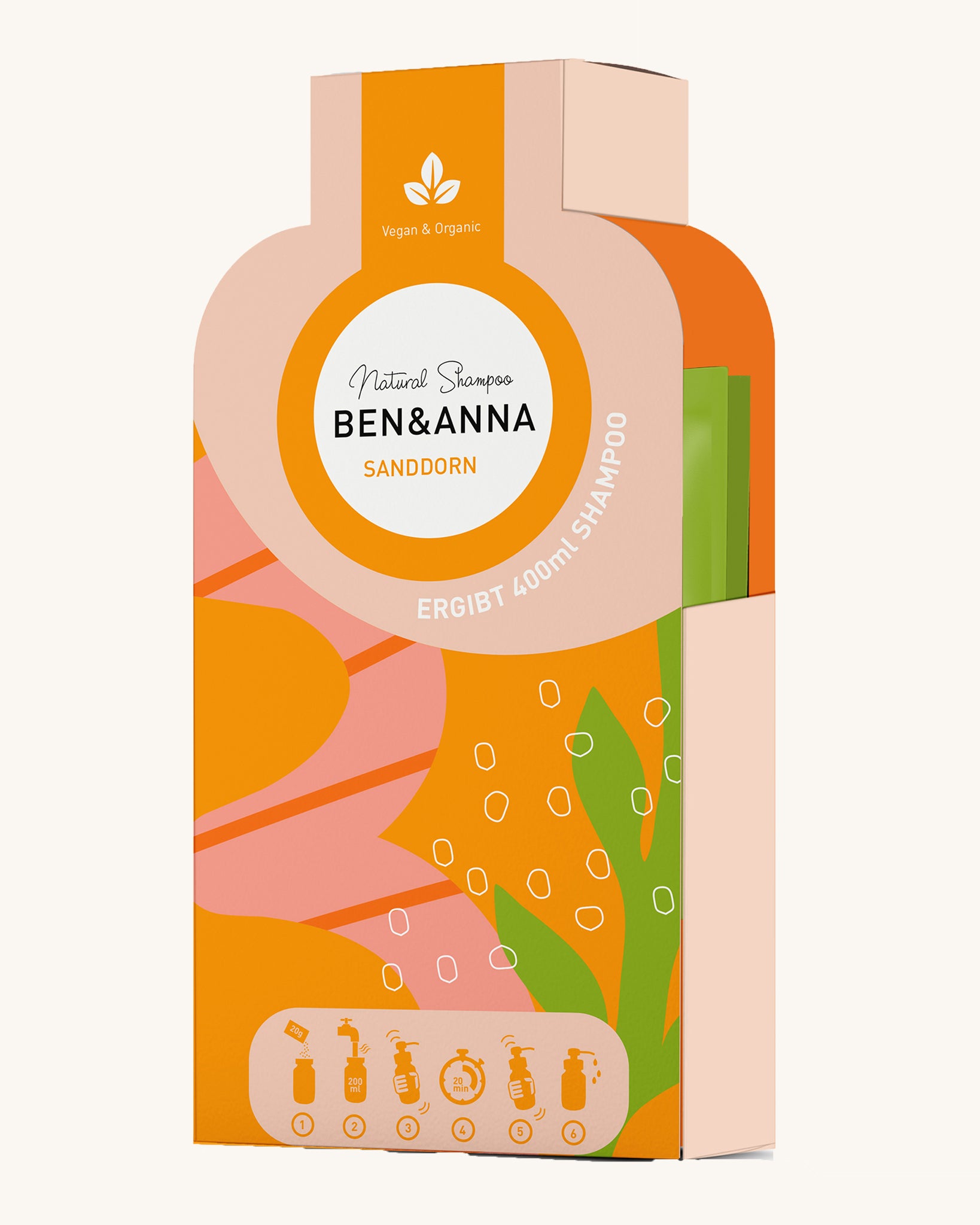 Ben & Anna Shampoo Flakes - Sea Buckthorn (Sanddorn), on a cream background