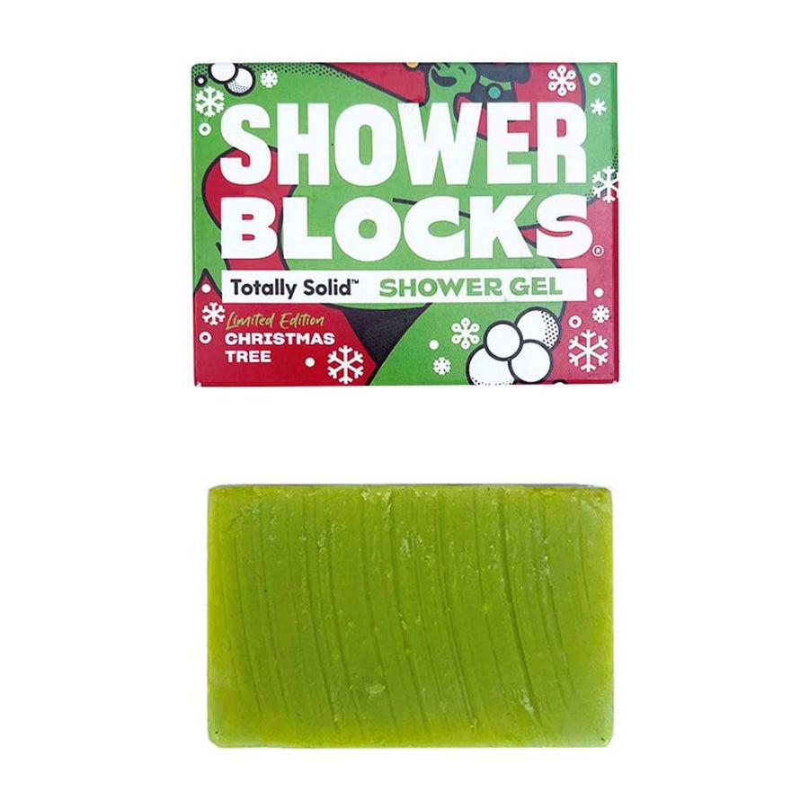 The limited edition Christmas Tree scented Shower Block solid body gel bar