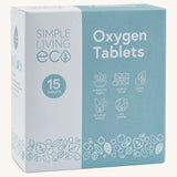 Simple Living Eco oxygen bleach tablets - percarbonate whitening and laundry booster in blue and white box.