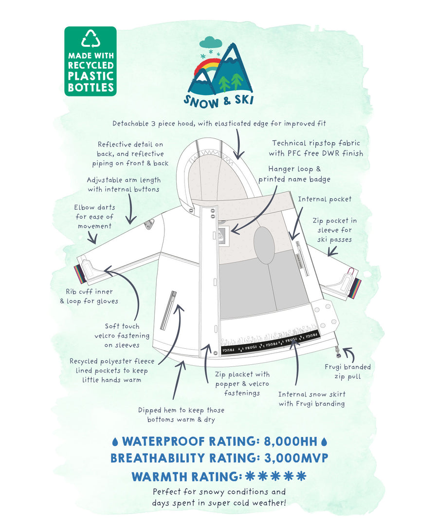 The name label and hook loop inside the Frugi Children's Snow & Ski Coat - Retro Happy