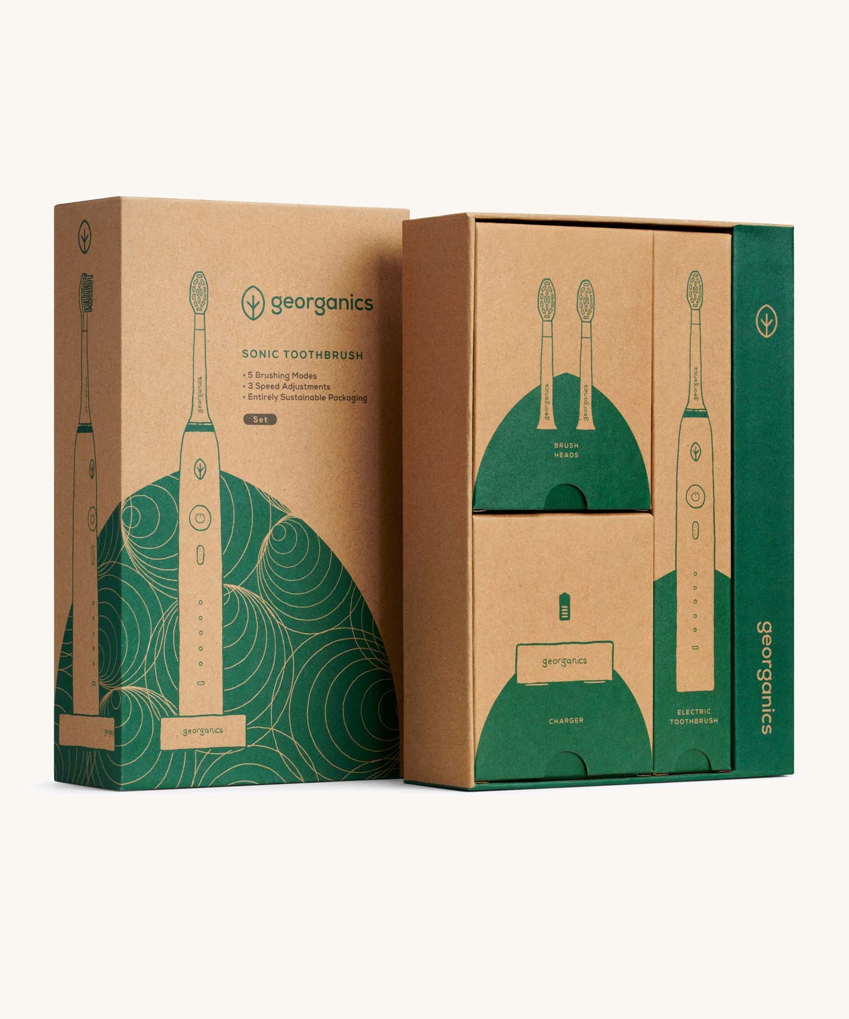 Georganics sonic toothbrush cardboard packaging 