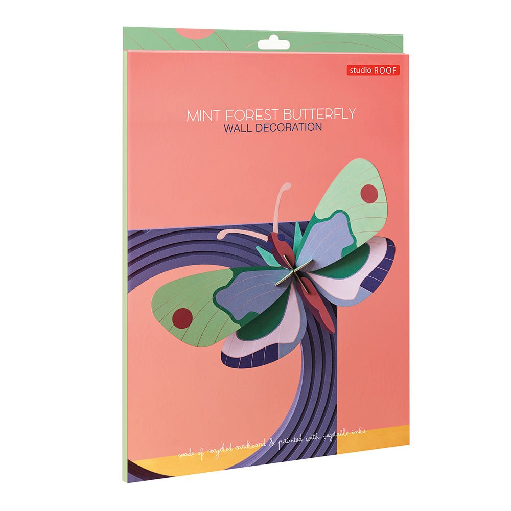 Packaging for the studio roof eco-friendly cardboard butterfly wall decoration on a white background