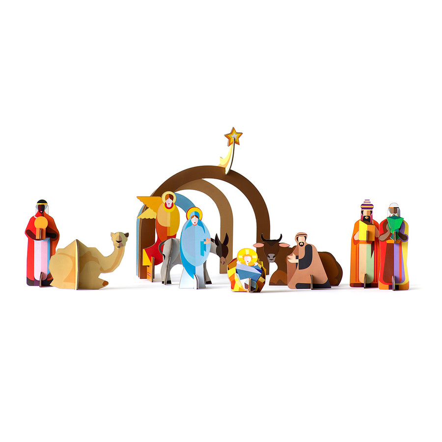 Studio Roof Christmas Nativity Crib nativity scene on a white background