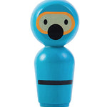 The diver from the Plan Toys Submarine Bath Toy on a plain background. 