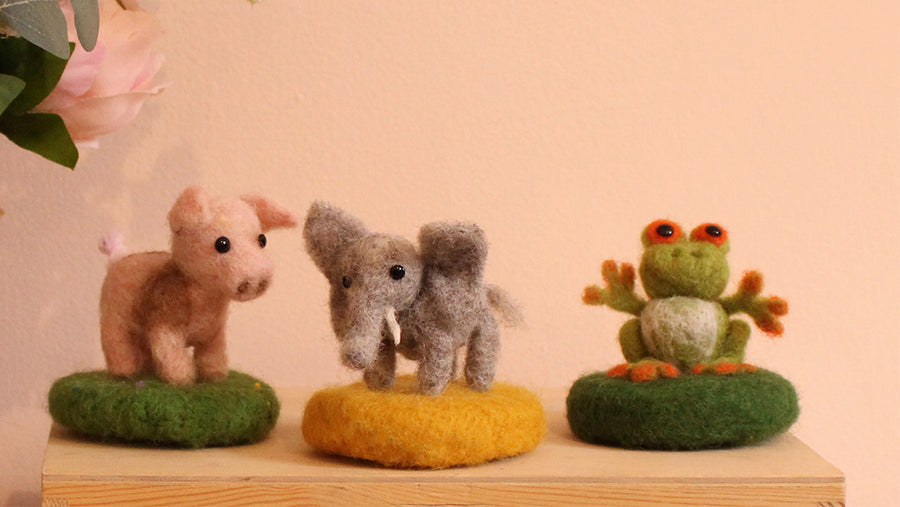 Three The Makerss felted figures