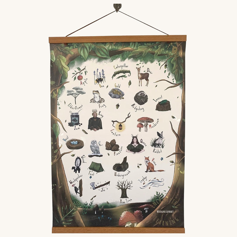 The Phive Enchanting Woodland Alphabet Print pictured on a plain background